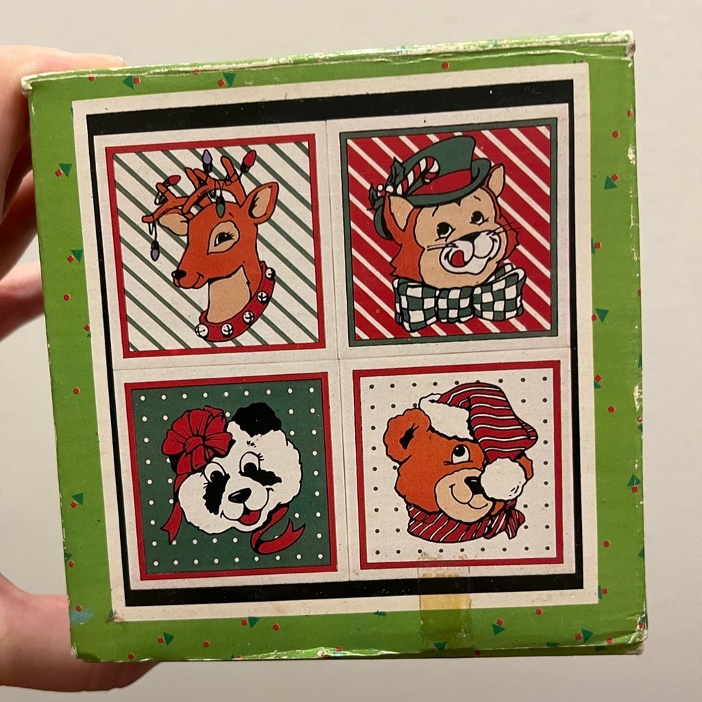 Vintage Set Of 4 Christmas Trivets Size 4x4